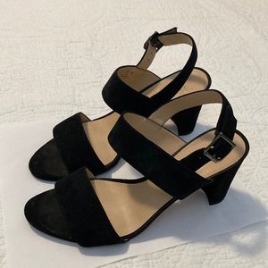 Franco Sarto heeled strap sandal black suede size 8
